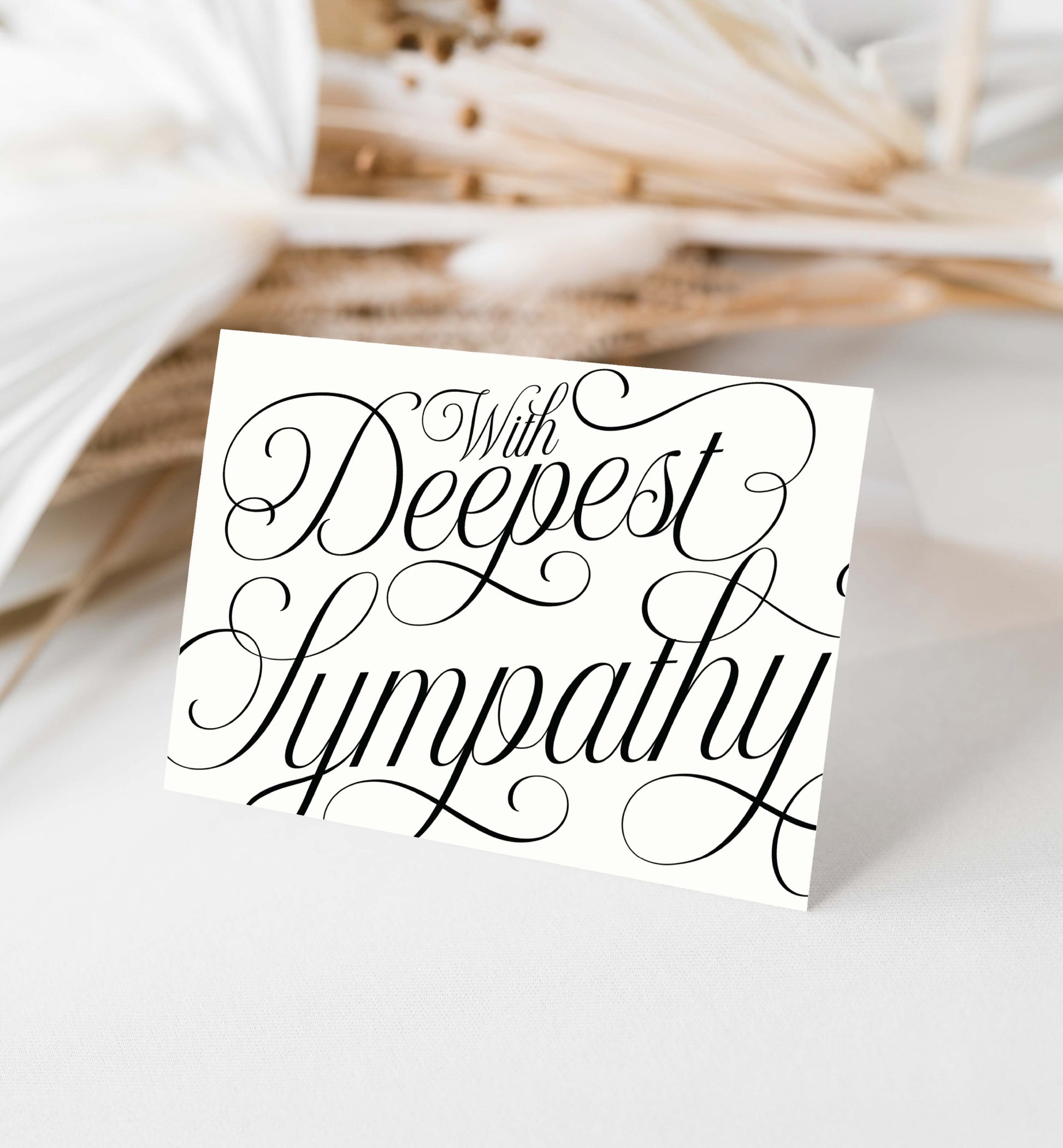 With Deepest Sympathy Folded Card, Minimalist Bereavement Card, Condolences Card, Grief Card, Sorry For Your Loss Card, Ivory, Marni