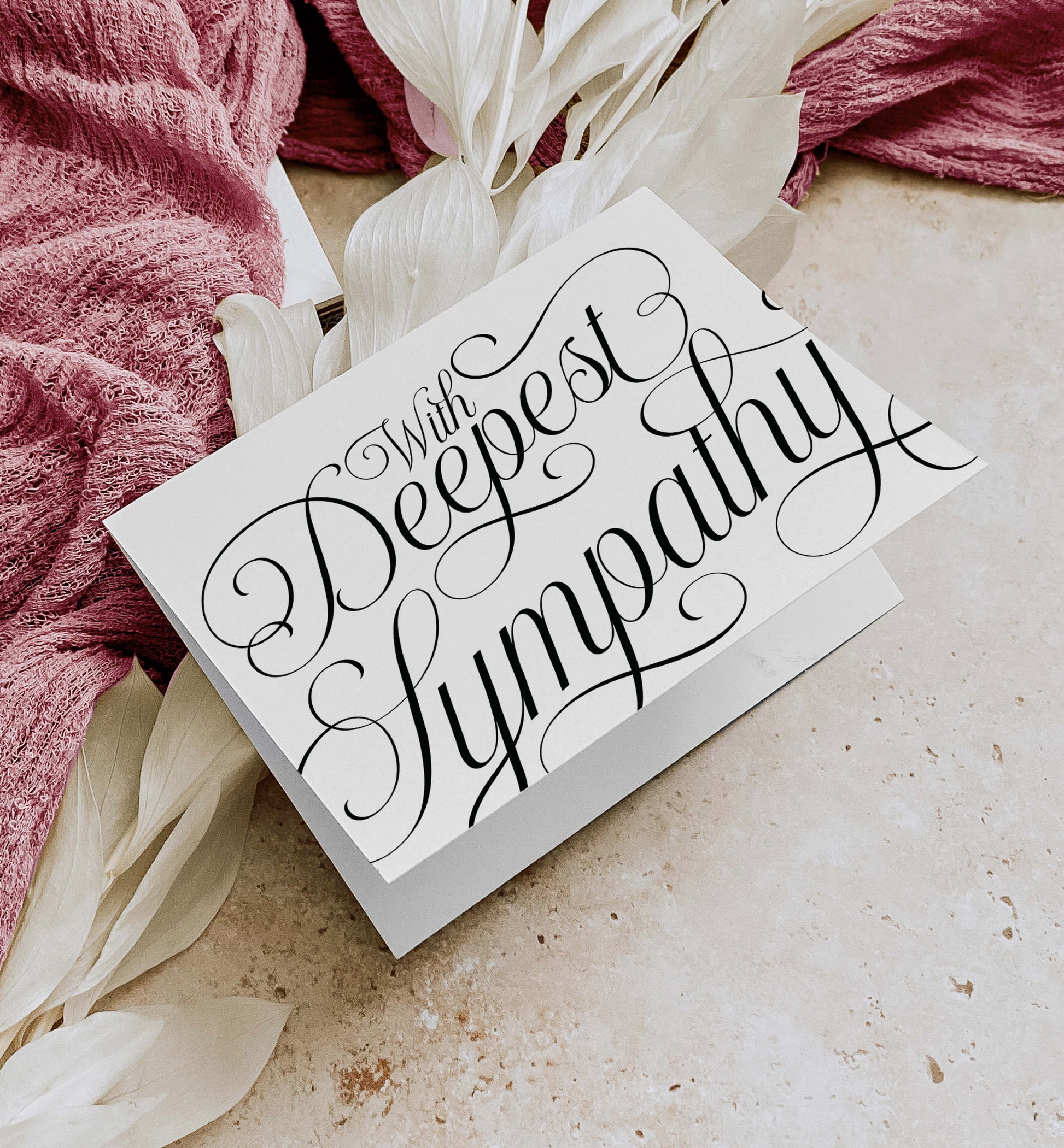 With Deepest Sympathy Folded Card, Minimalist Bereavement Card, Condolences Card, Grief Card, Sorry For Your Loss Card, Ivory, Marni