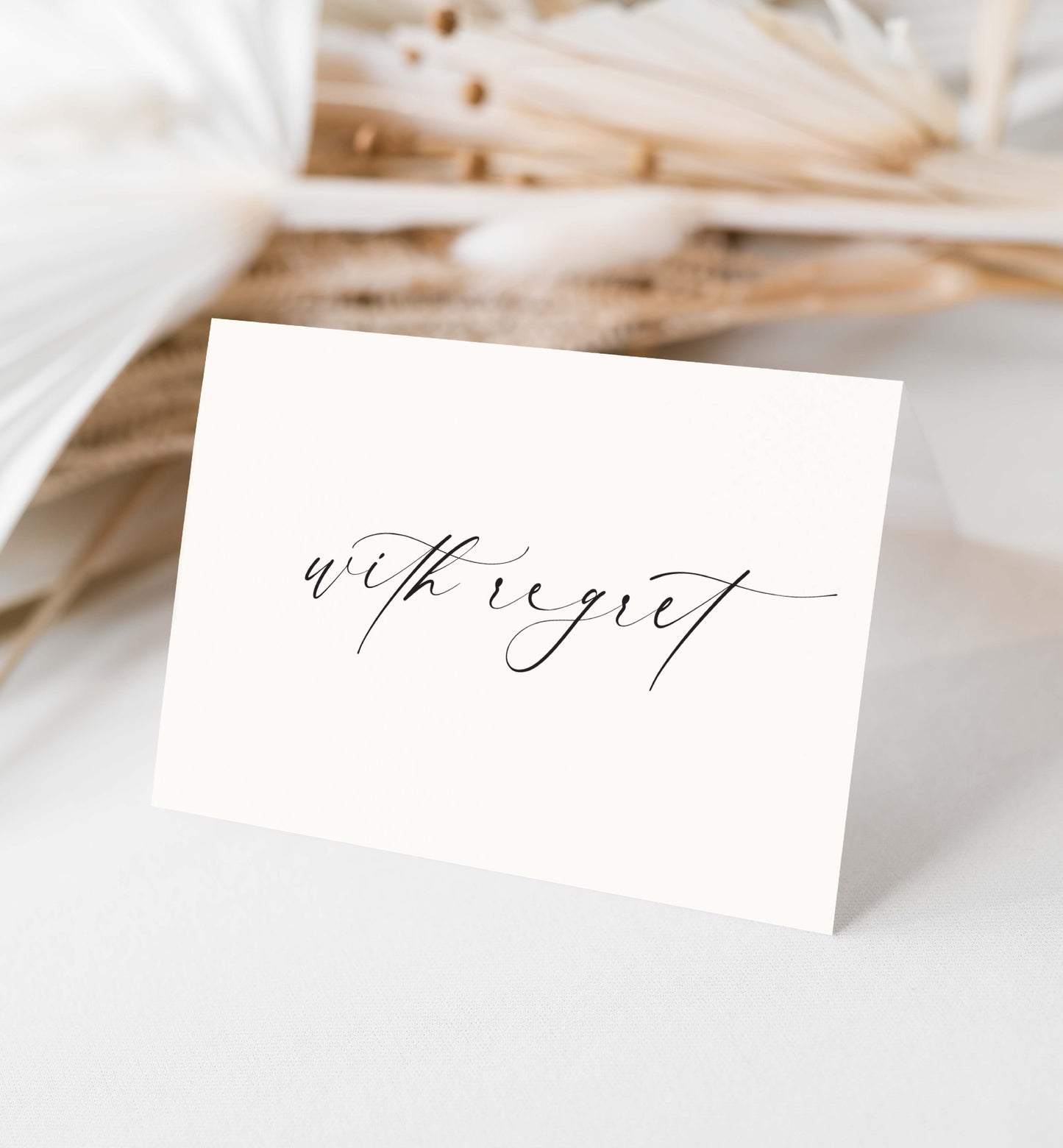 With Regret Wedding RSVP Card, Wedding Decline Invitation Card, Minimalist Wedding Sorry We Can't Make It Card, Off White Ivory, Ellesmere
