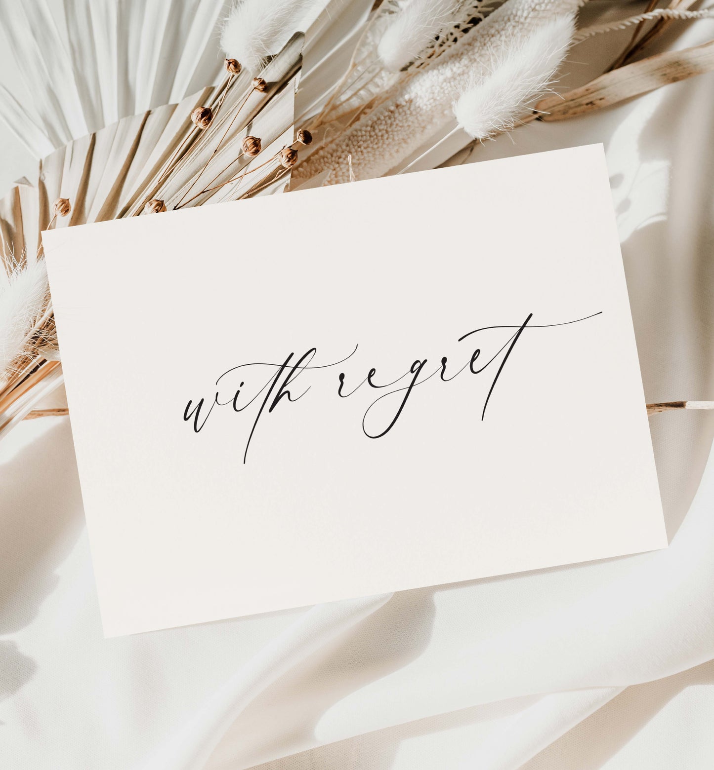 With Regret Wedding RSVP Card, Wedding Decline Invitation Card, Minimalist Wedding Sorry We Can't Make It Card, Off White Ivory, Ellesmere