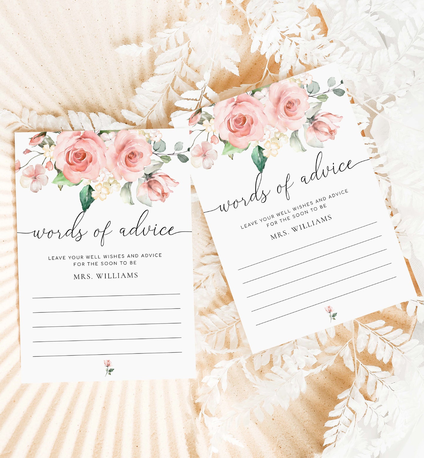 Darcy Floral | Printable Words Of Advice Sign and Card Template