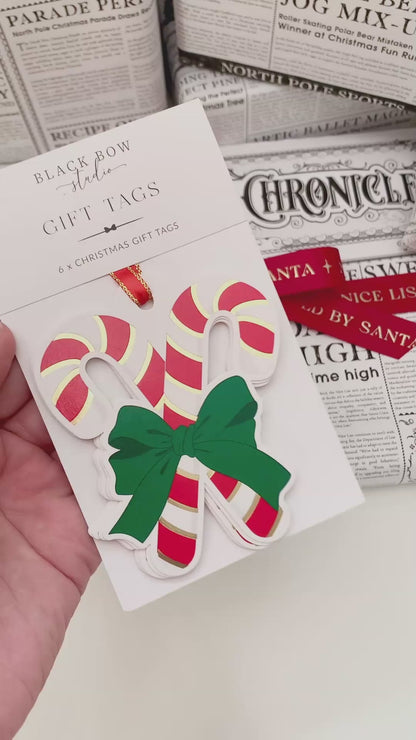 Candy Cane Christmas Gift Tags Set