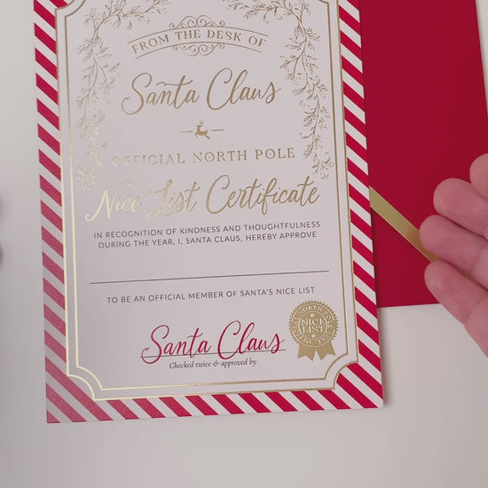 Nice List Certificate, Santa's Official Nice List Certificate, Approved Nice List Member, Christmas Eve Box, Red Stripe