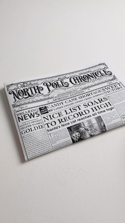 North Pole Chronicle Christmas Newspaper Wrapping Paper |  3 Sheets