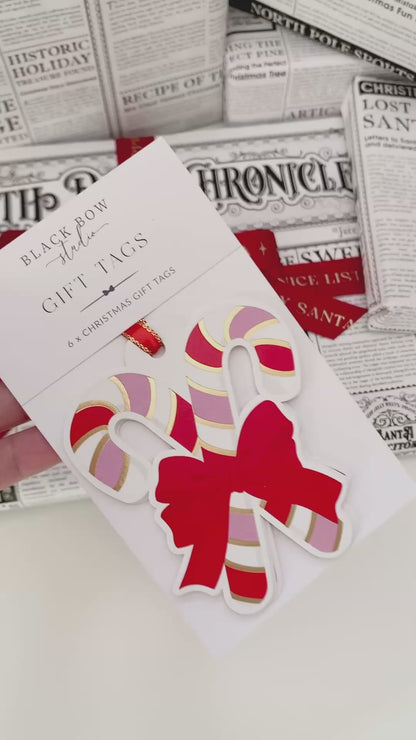 Candy Cane Christmas Gift Tags Set