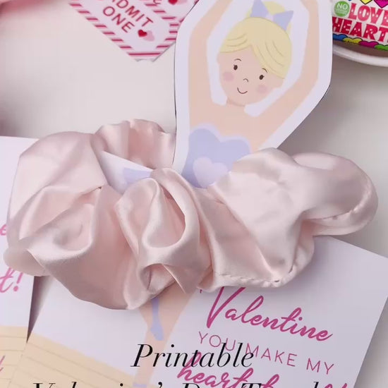 Printable Valentine's Day Scrunchie Tag Template, Ballerina Valentine's Day Hair Tie Gift Tag, Kids Classroom Valentine's Day Gift