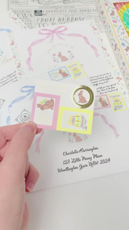 Bunny Mail Stamp Easter Stickers Pink