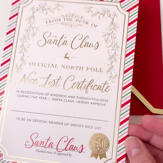 Nice List Certificate, Santa's Official Nice List Certificate, Christmas Eve Box, Stocking Stuffer Gift, Festive Stripe