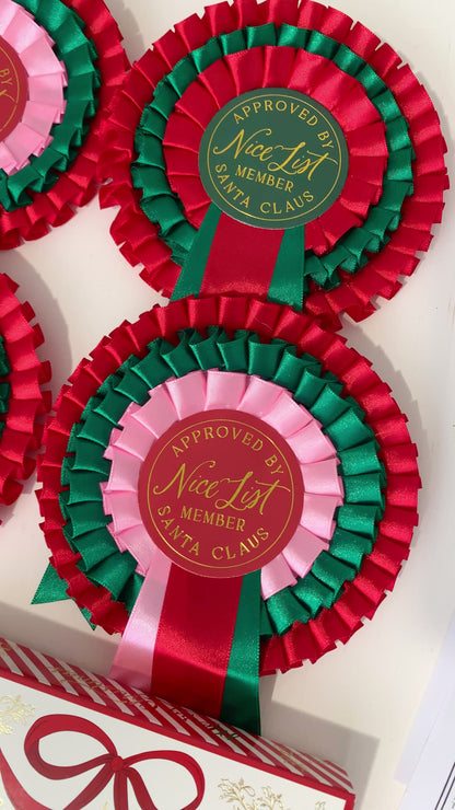 Nice List Christmas Rosette Pink/Red
