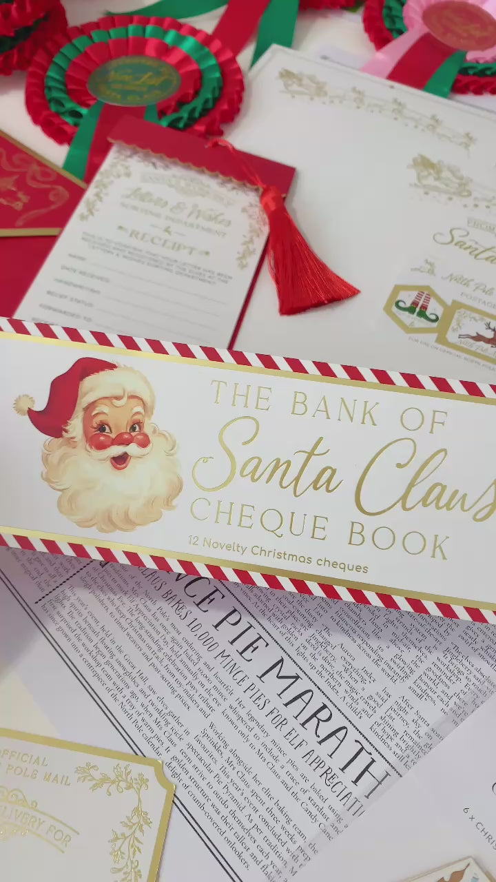Bank Of Santa Claus Novelty Christmas Cheque Book, Christmas Gift Vouchers, Christmas Money Gift