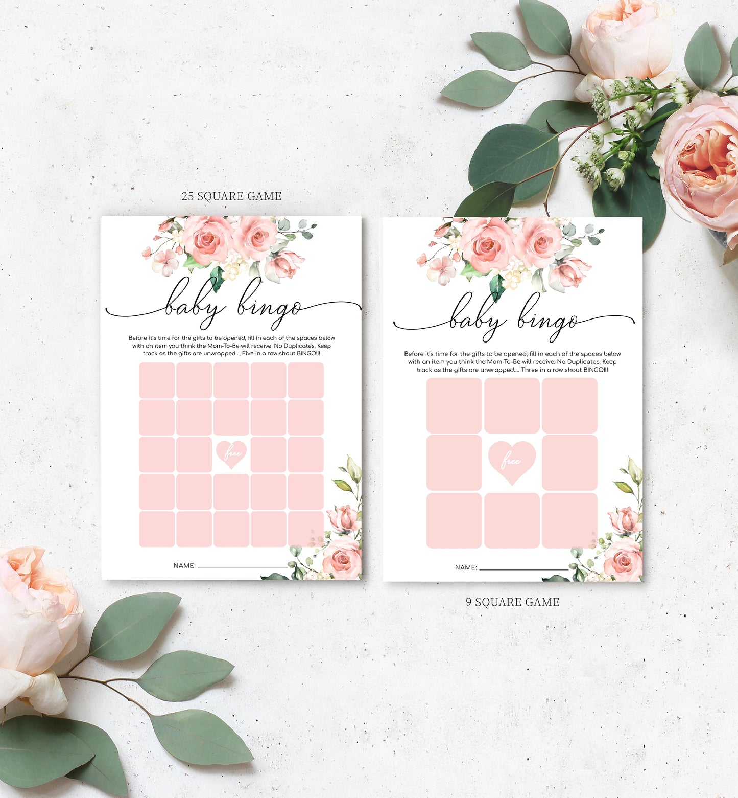 Darcy Floral Pink | Printable Baby Shower Games Bundle