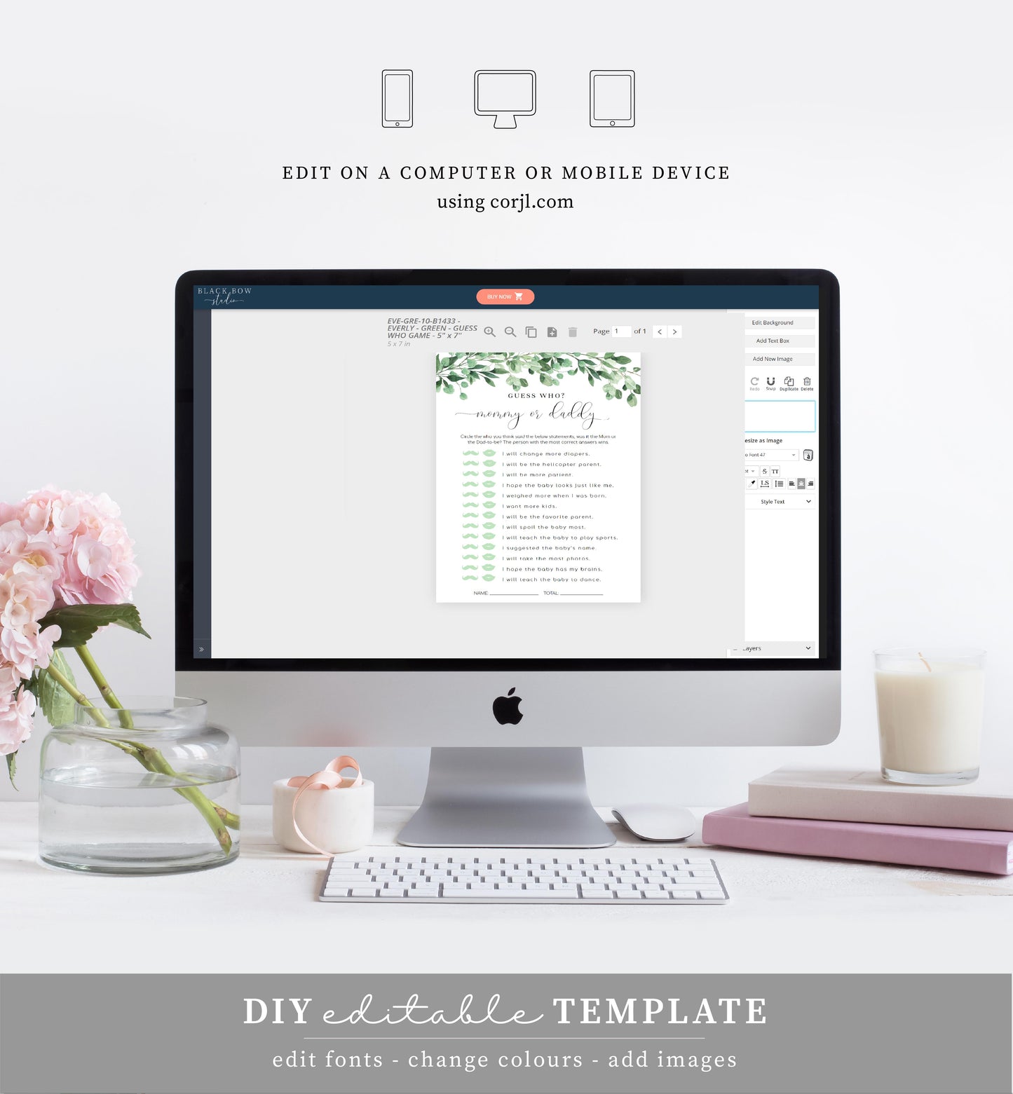 Everly Greenery | Printable Baby Shower Games Bundle