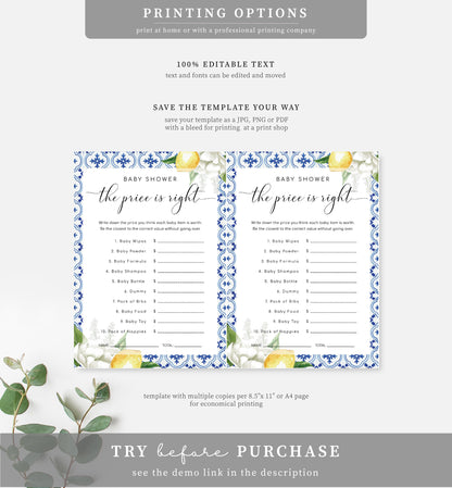 The Med Lemons | Printable Baby Shower Games Bundle - Black Bow Studio