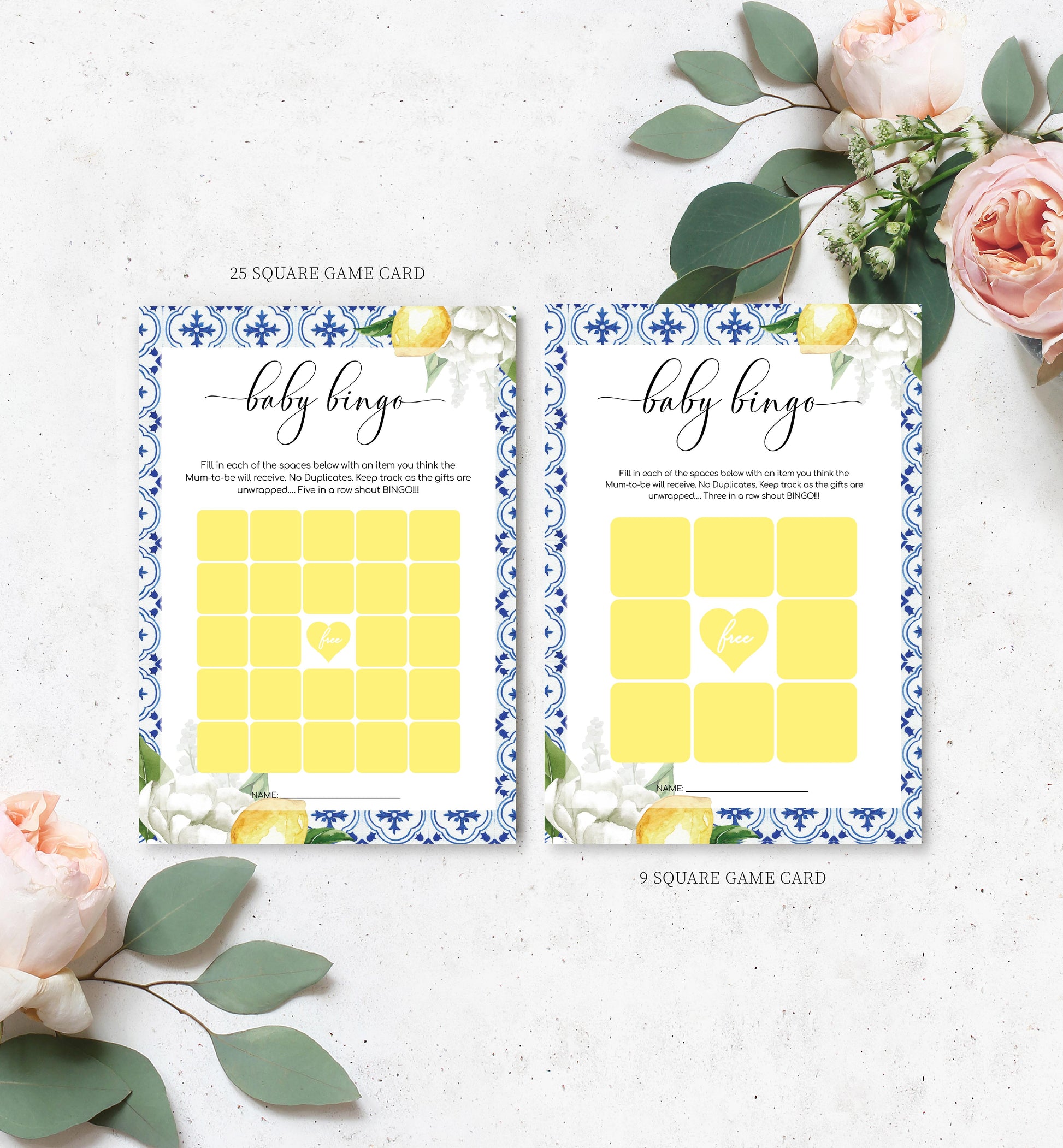 The Med Lemons | Printable Baby Shower Games Bundle - Black Bow Studio