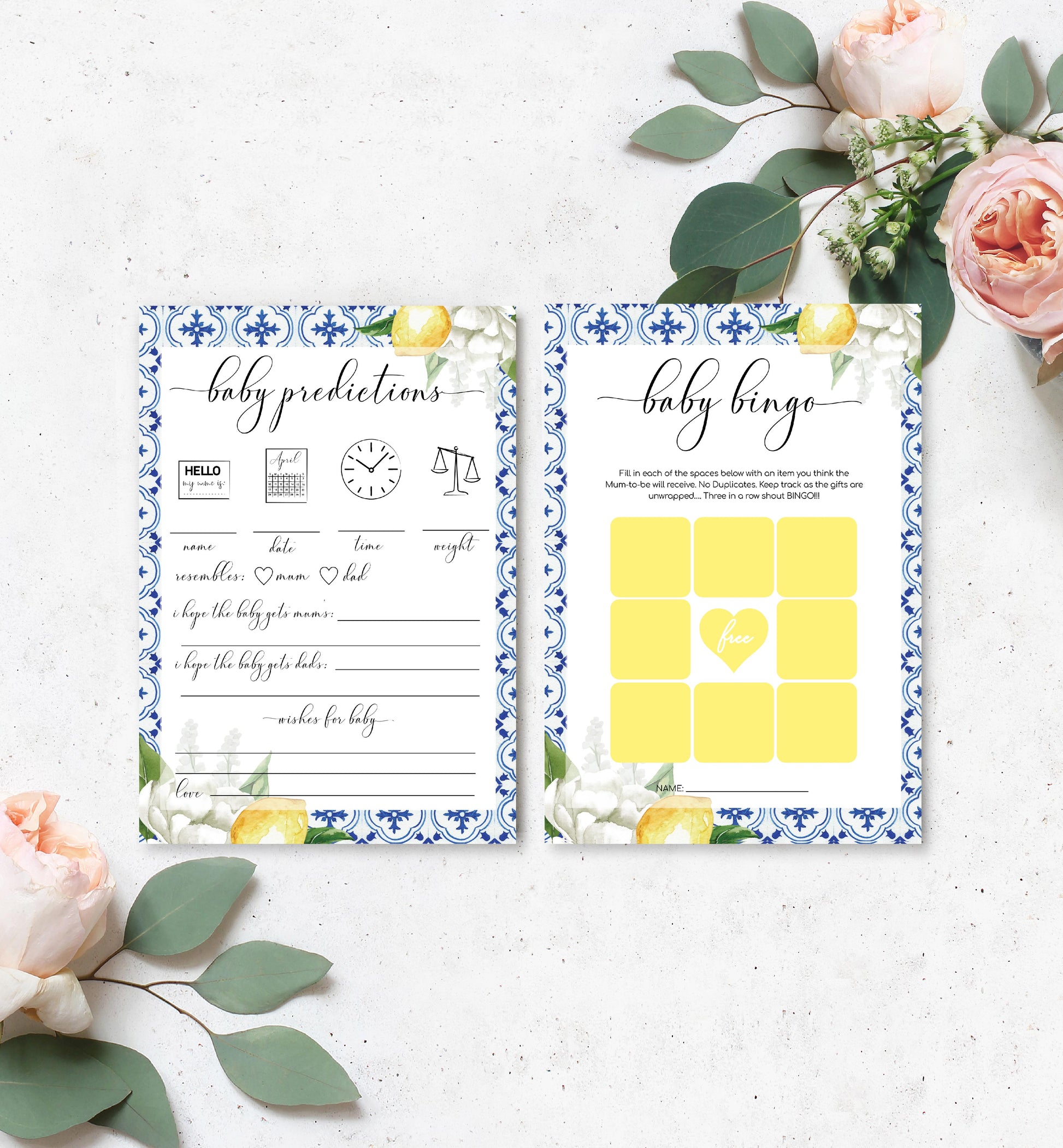 The Med Lemons | Printable Baby Shower Games Bundle - Black Bow Studio