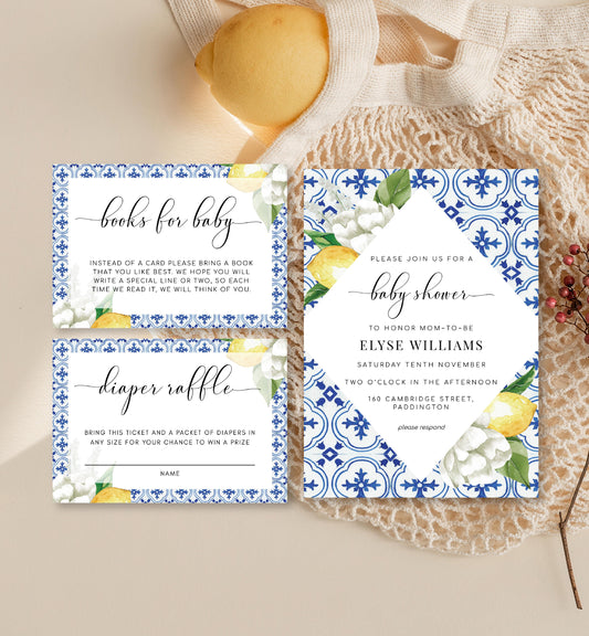 The Med Lemons | Printable Baby Shower Invitation Suite - Black Bow Studio