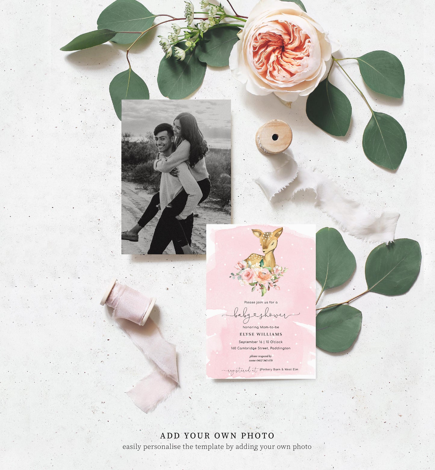 Oh Deer Pink | Baby Shower Invitation Suite - Black Bow Studio