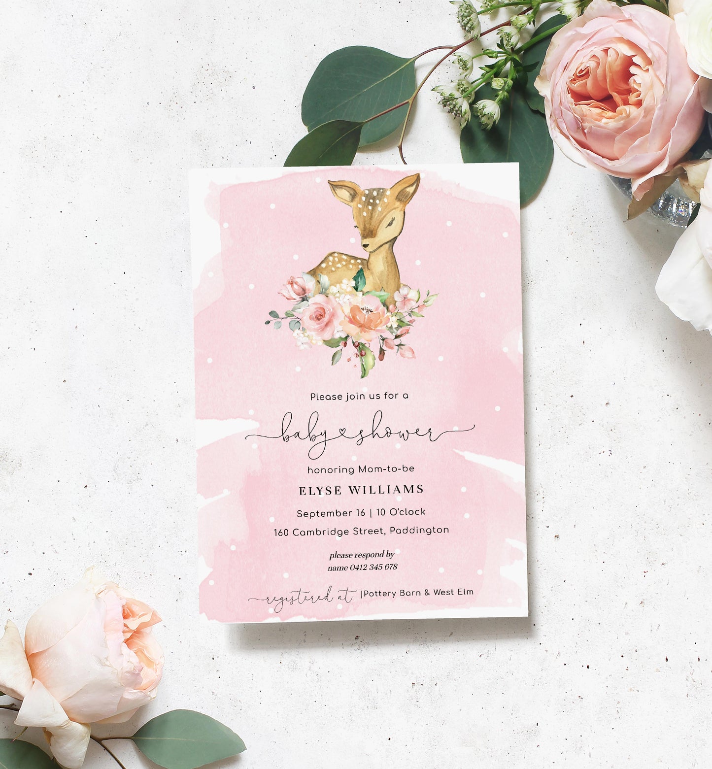 Oh Deer Pink | Baby Shower Invitation Suite - Black Bow Studio