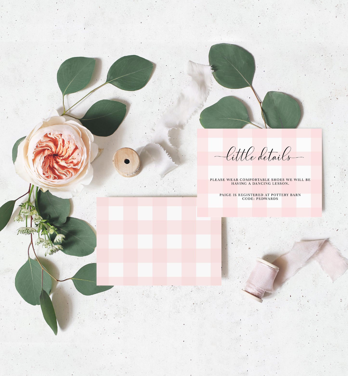 Gingham Pink | Printable Baby Shower Invitation Suite - Black Bow Studio