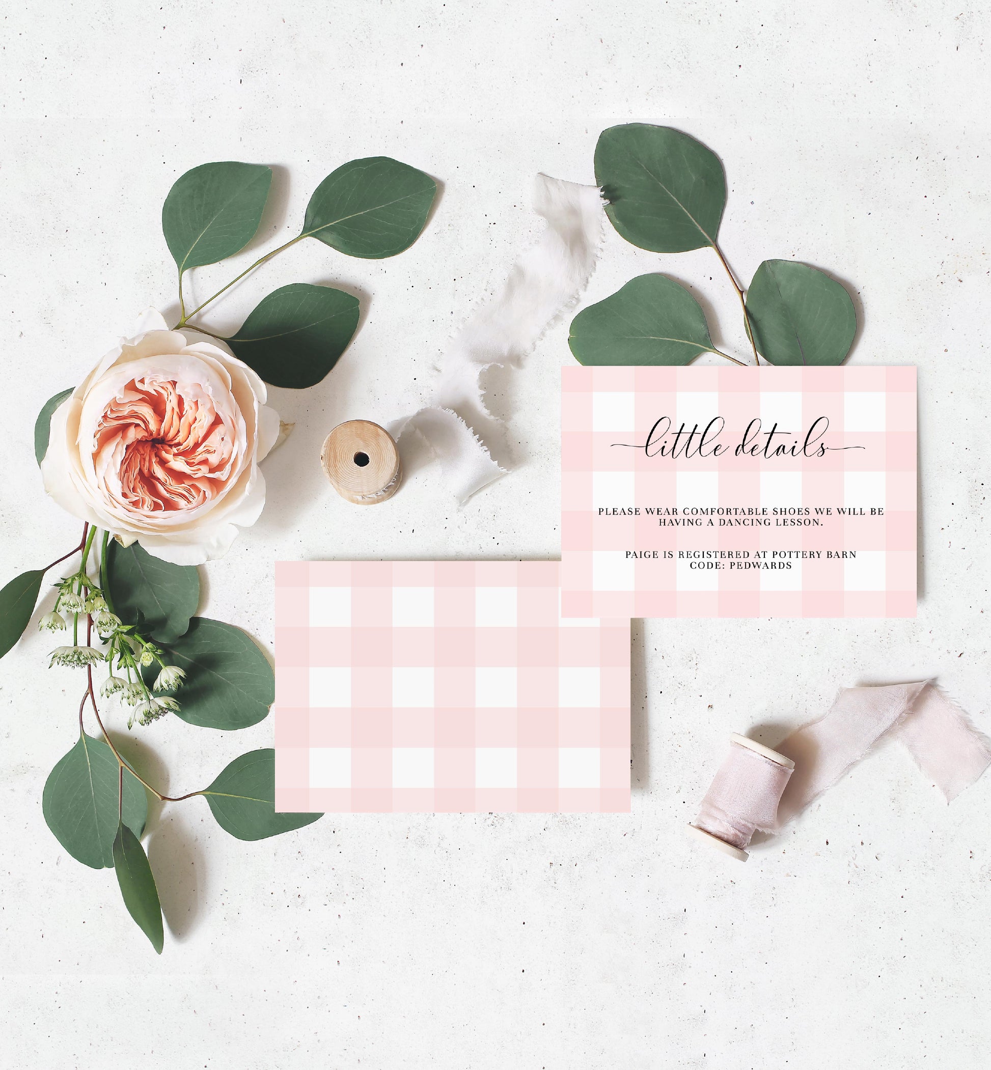 Gingham Pink | Printable Baby Shower Invitation Suite - Black Bow Studio