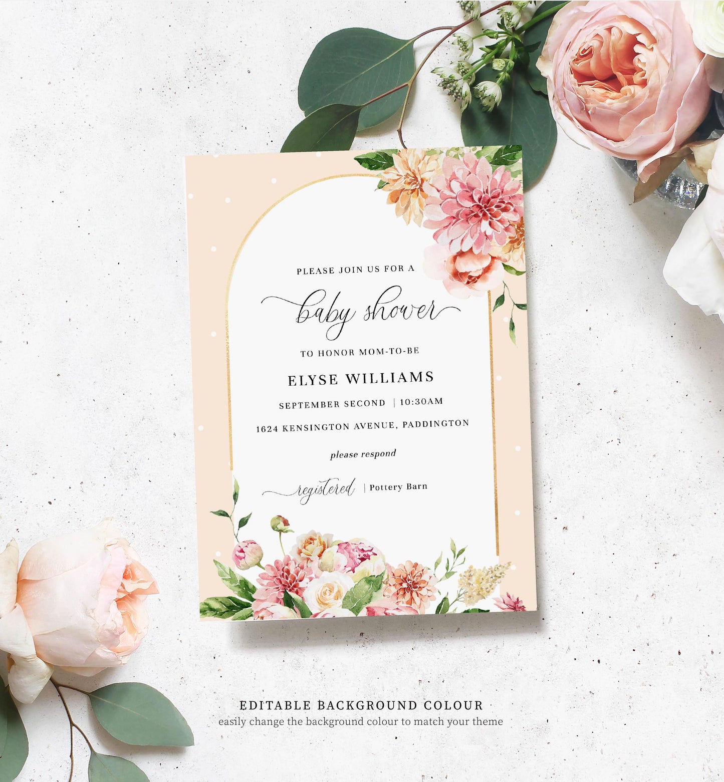 Quinn Floral Blue | Printable Baby Shower Invitation Suite