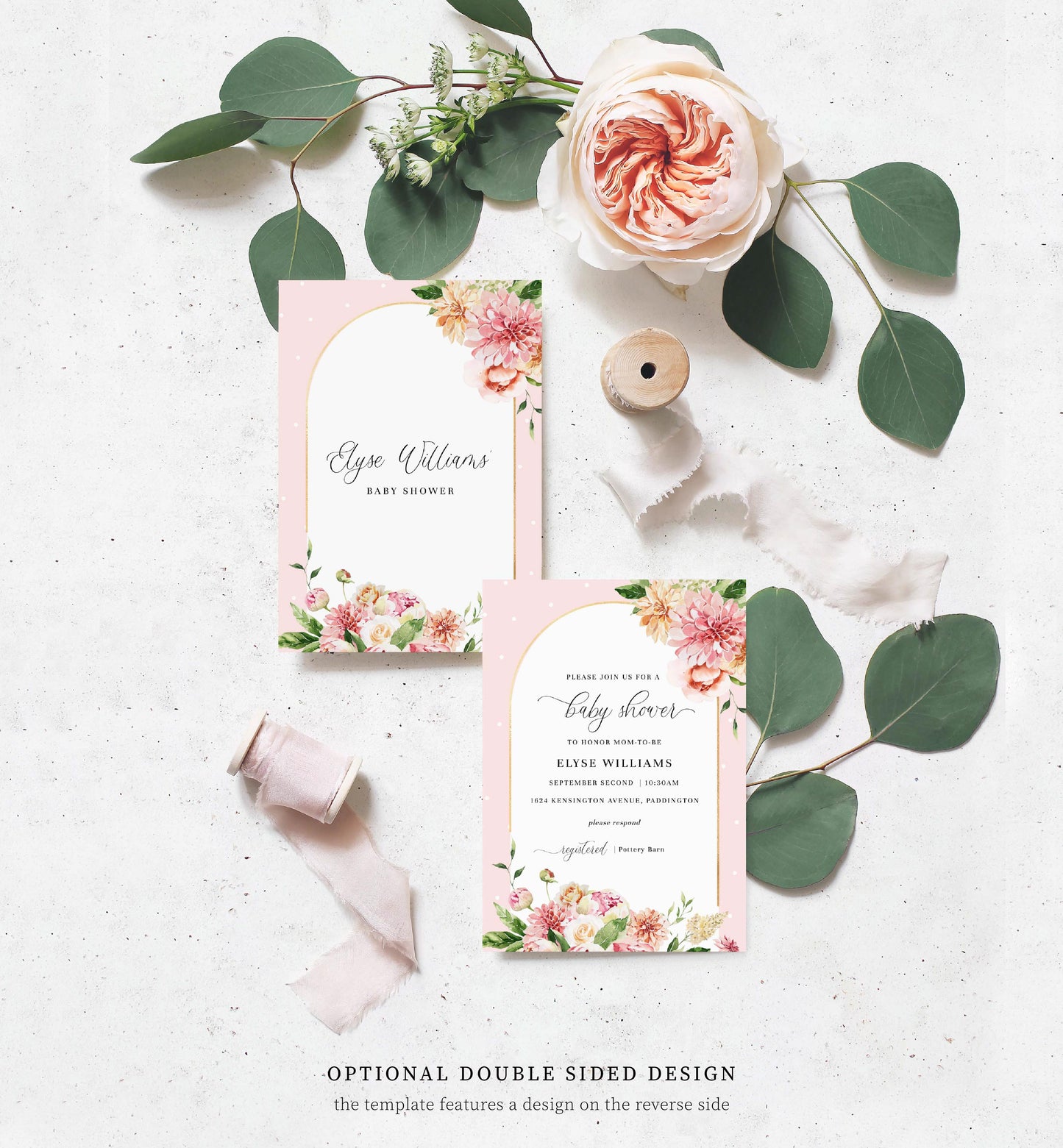 Quinn Floral Pink | Printable Baby Shower Invitation Suite