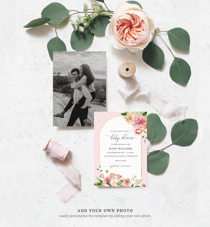Quinn Floral Pink | Printable Baby Shower Invitation Suite