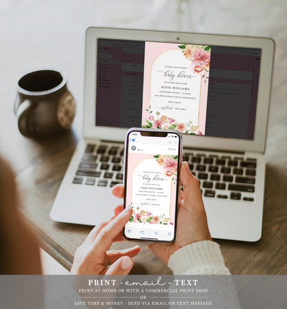 Quinn Floral Pink | Printable Baby Shower Invitation Suite