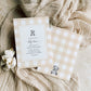 Gingham Tan Bear | Printable Baby Shower Invitation Template