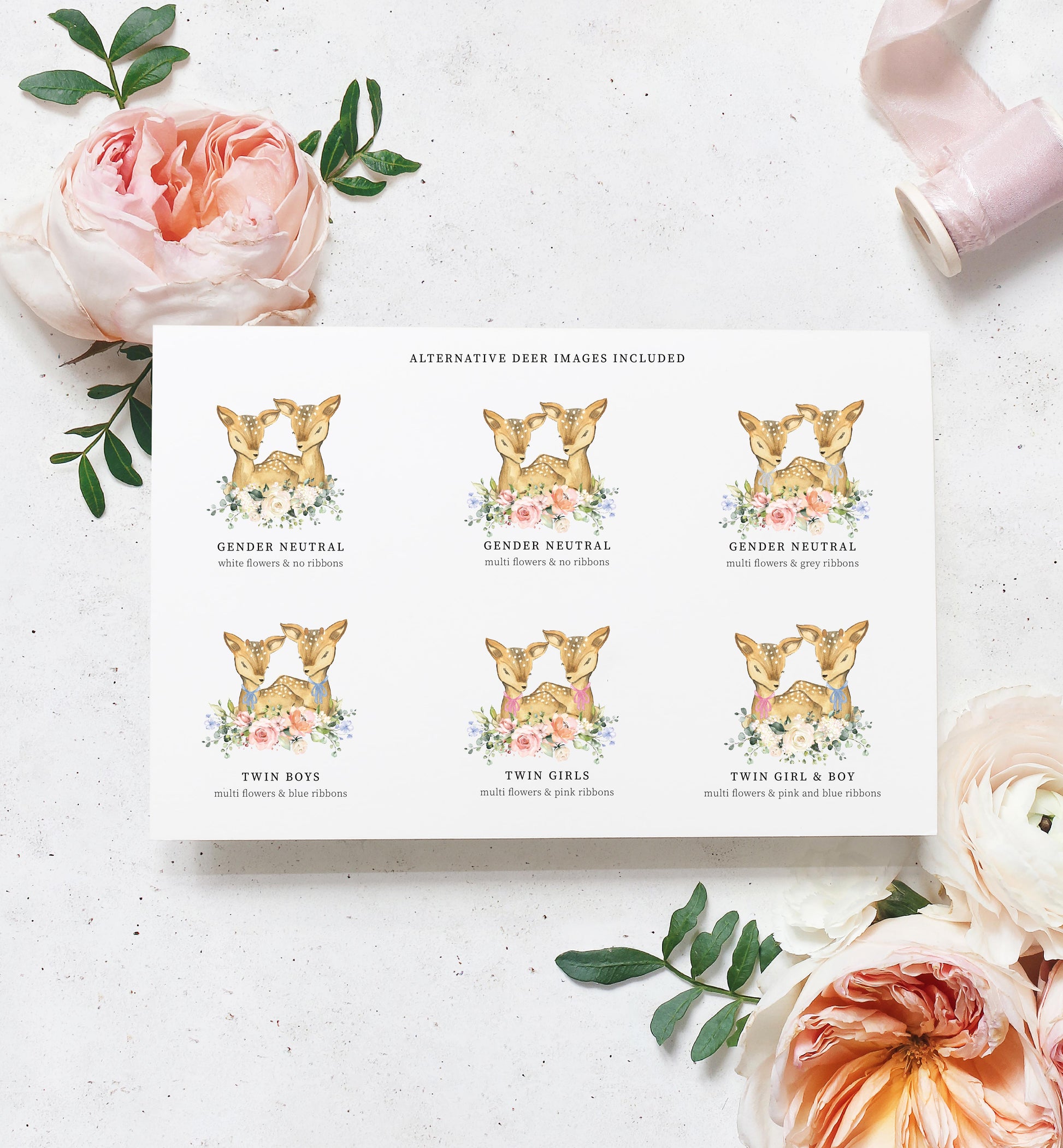 Oh Deer Blue | Baby Shower Invitation Suite - Black Bow Studio