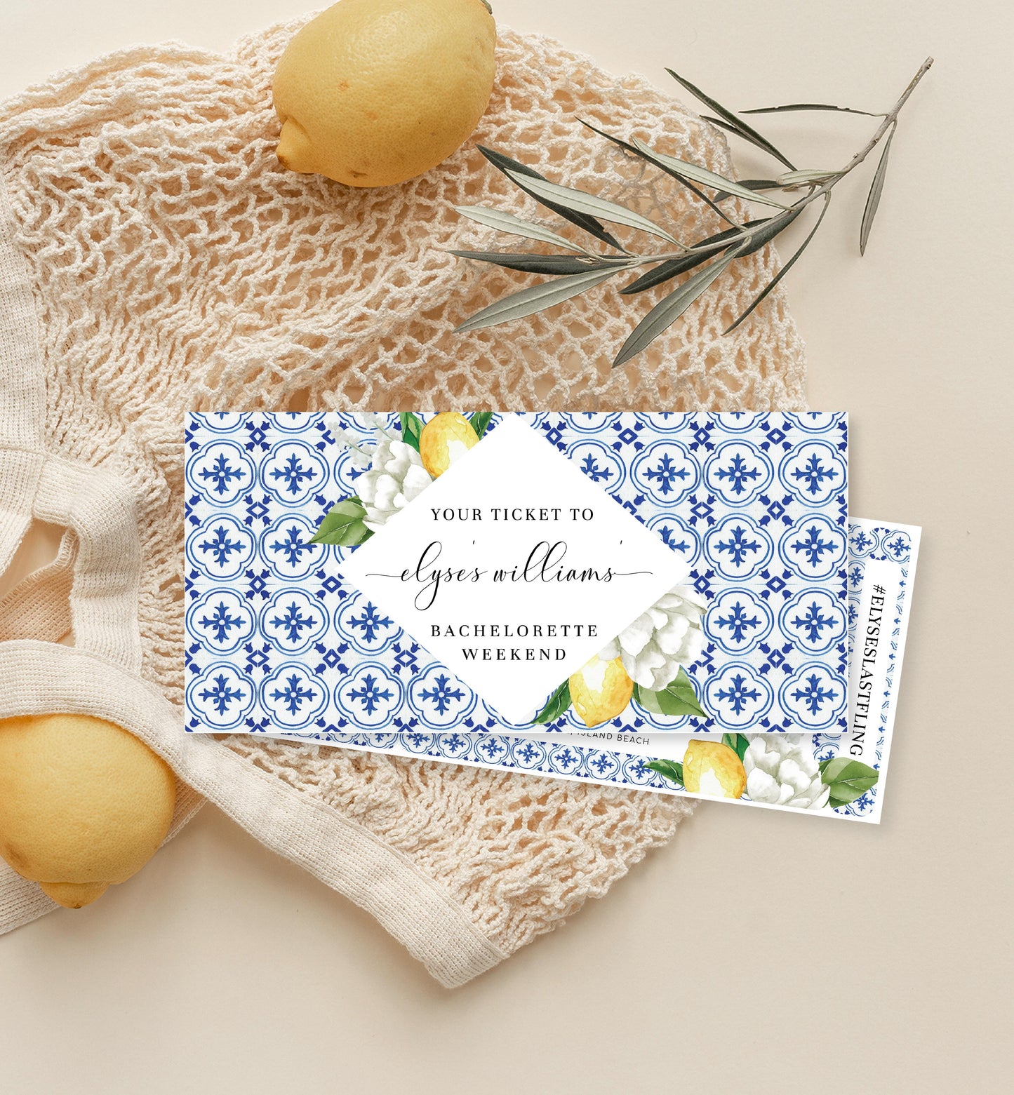 The Med Lemons | Printable Bachelorette Boarding Pass Invitation - Black Bow Studio