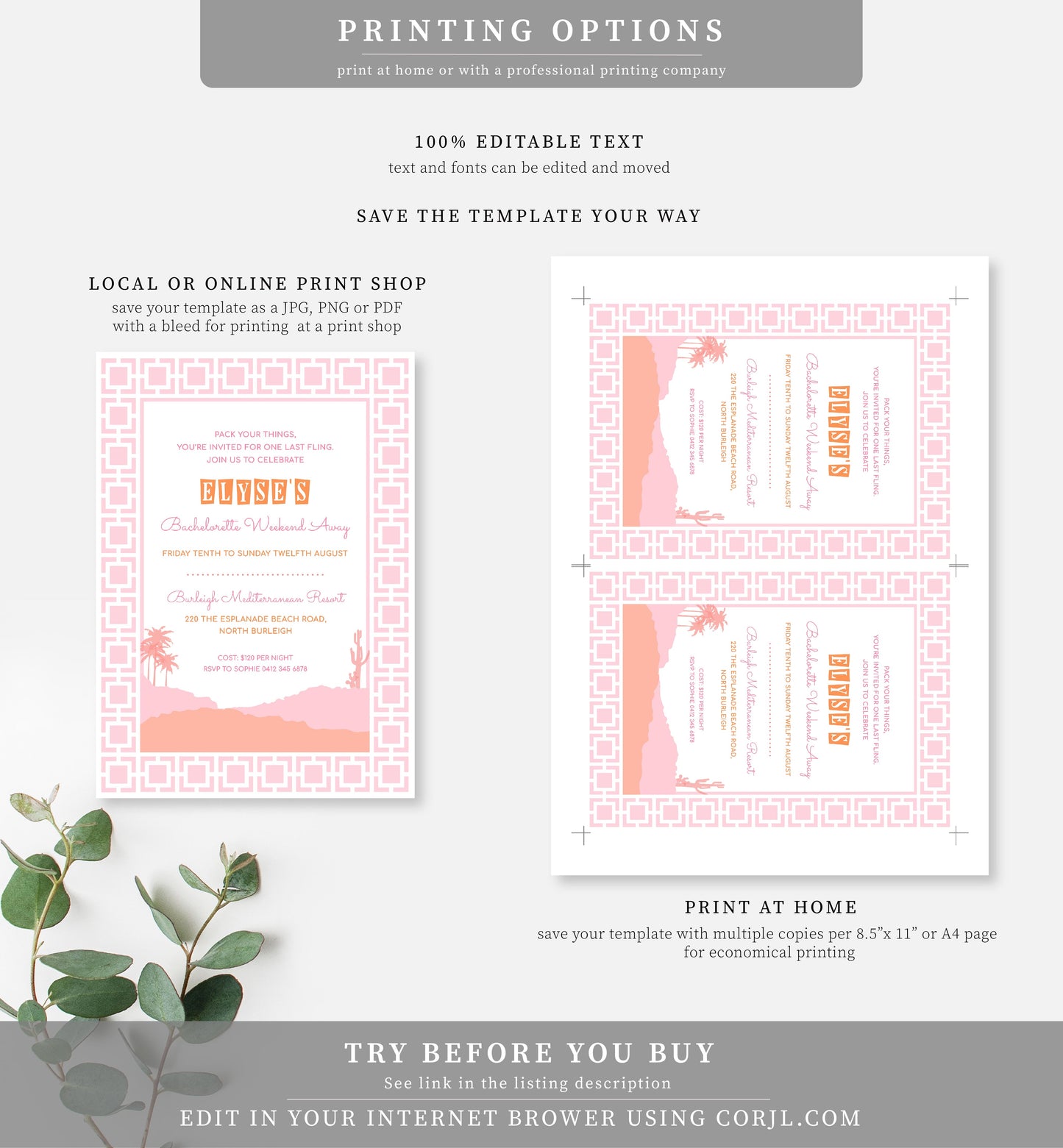 Meet Me In The Desert | Printable Bachelorette Weekend Invitation Suite - Black Bow Studio