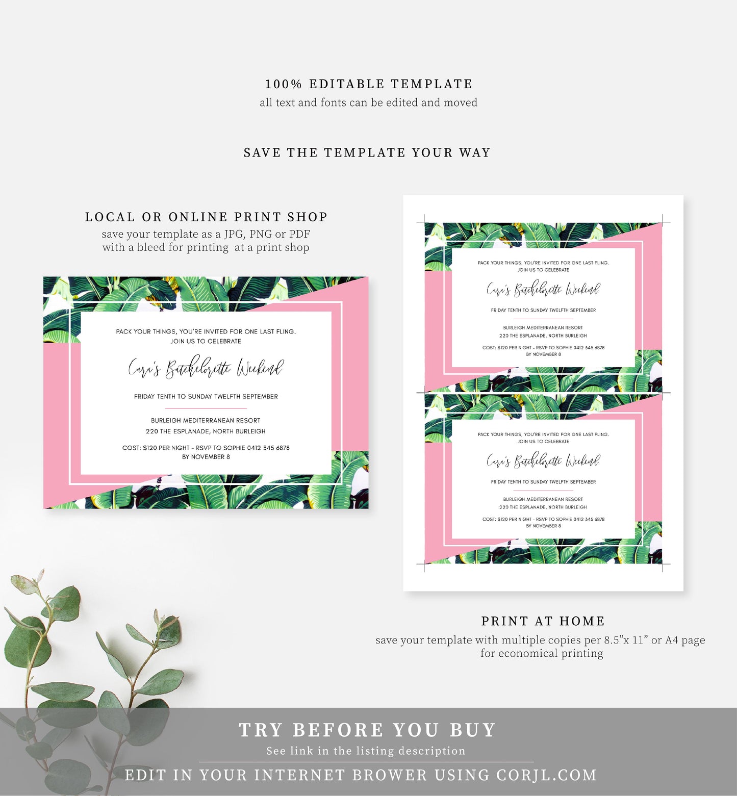 The Hills | Printable Bachelorette Weekend Invitation Suite - Black Bow Studio