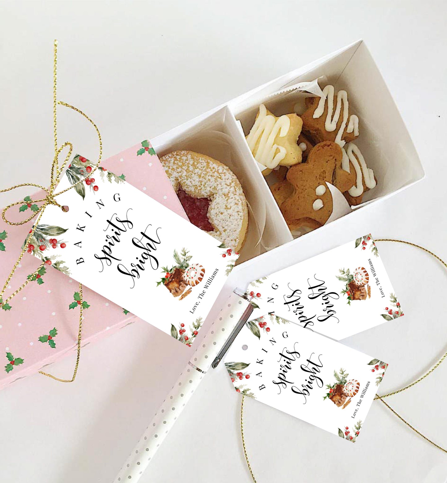 Nutmeg Noel | Printable Baking Spirits Bright Christmas Gift Tag Template
