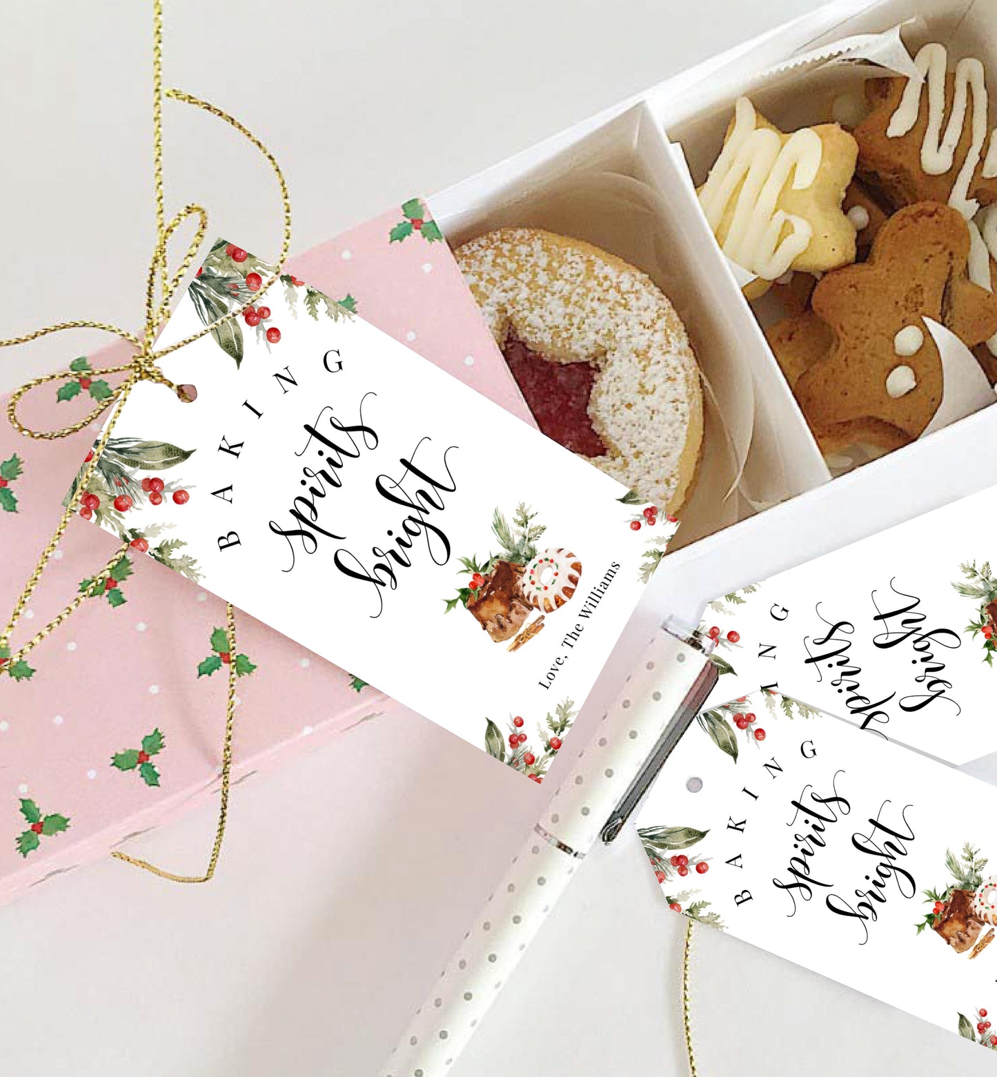 Nutmeg Noel | Printable Baking Spirits Bright Christmas Gift Tag Template