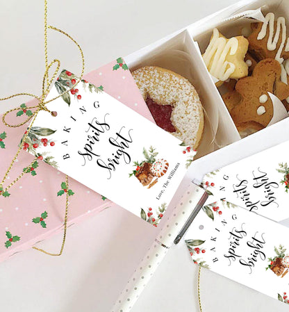 Nutmeg Noel | Printable Baking Spirits Bright Christmas Gift Tag Template