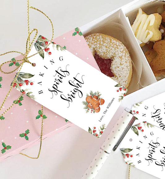 Nutmeg Noel | Printable Baking Spirits Bright Christmas Gift Tag Template