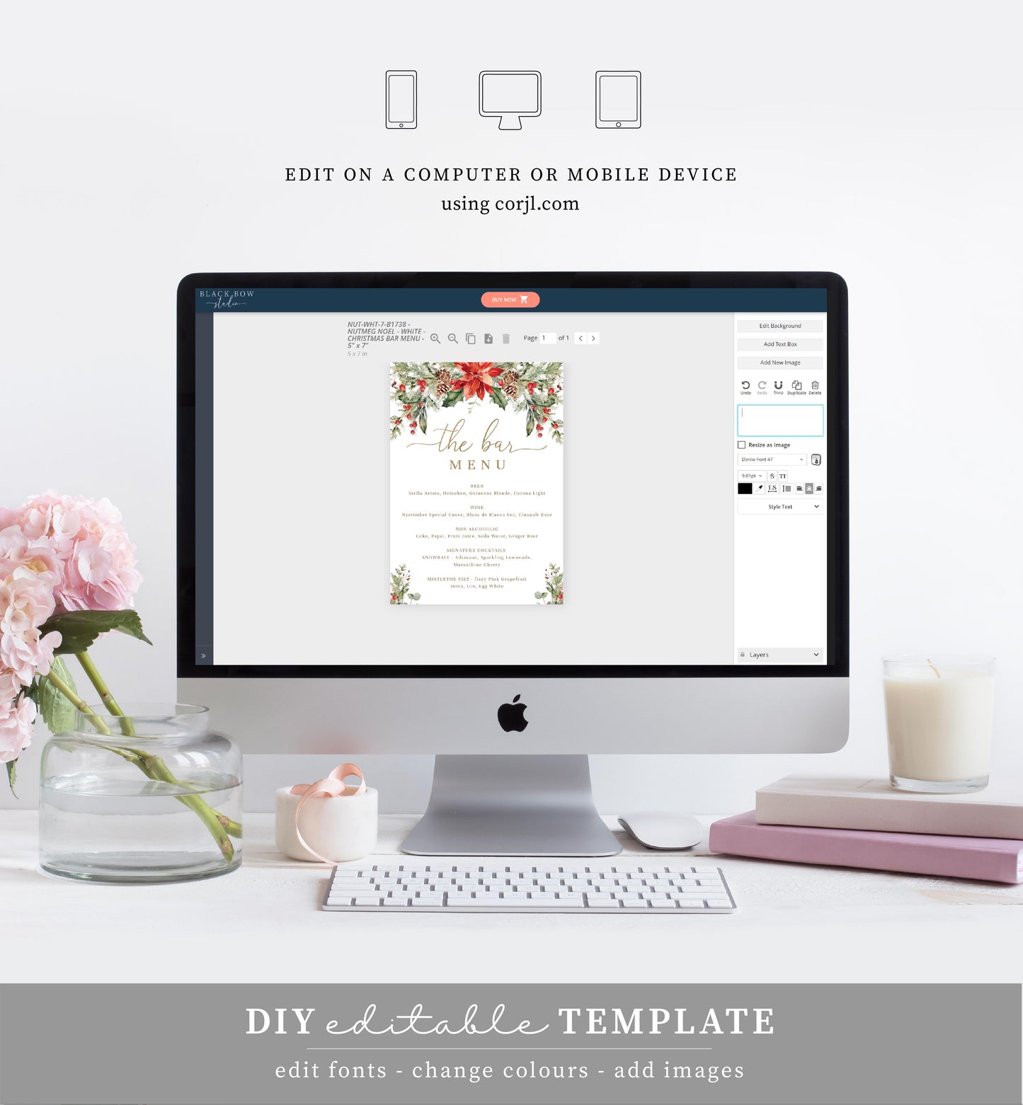Nutmeg Noel | Printable Christmas Bar Menu
