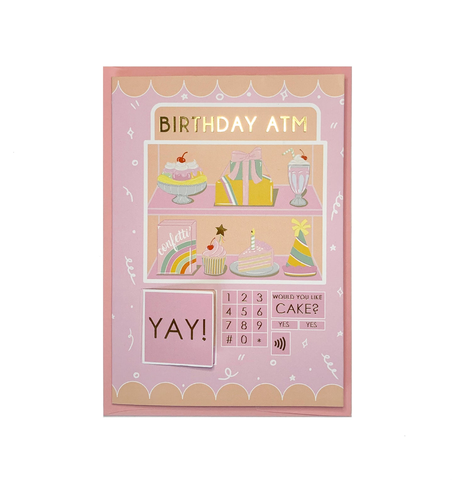 Birthday ATM Pink Gold | Birthday Greeting Card