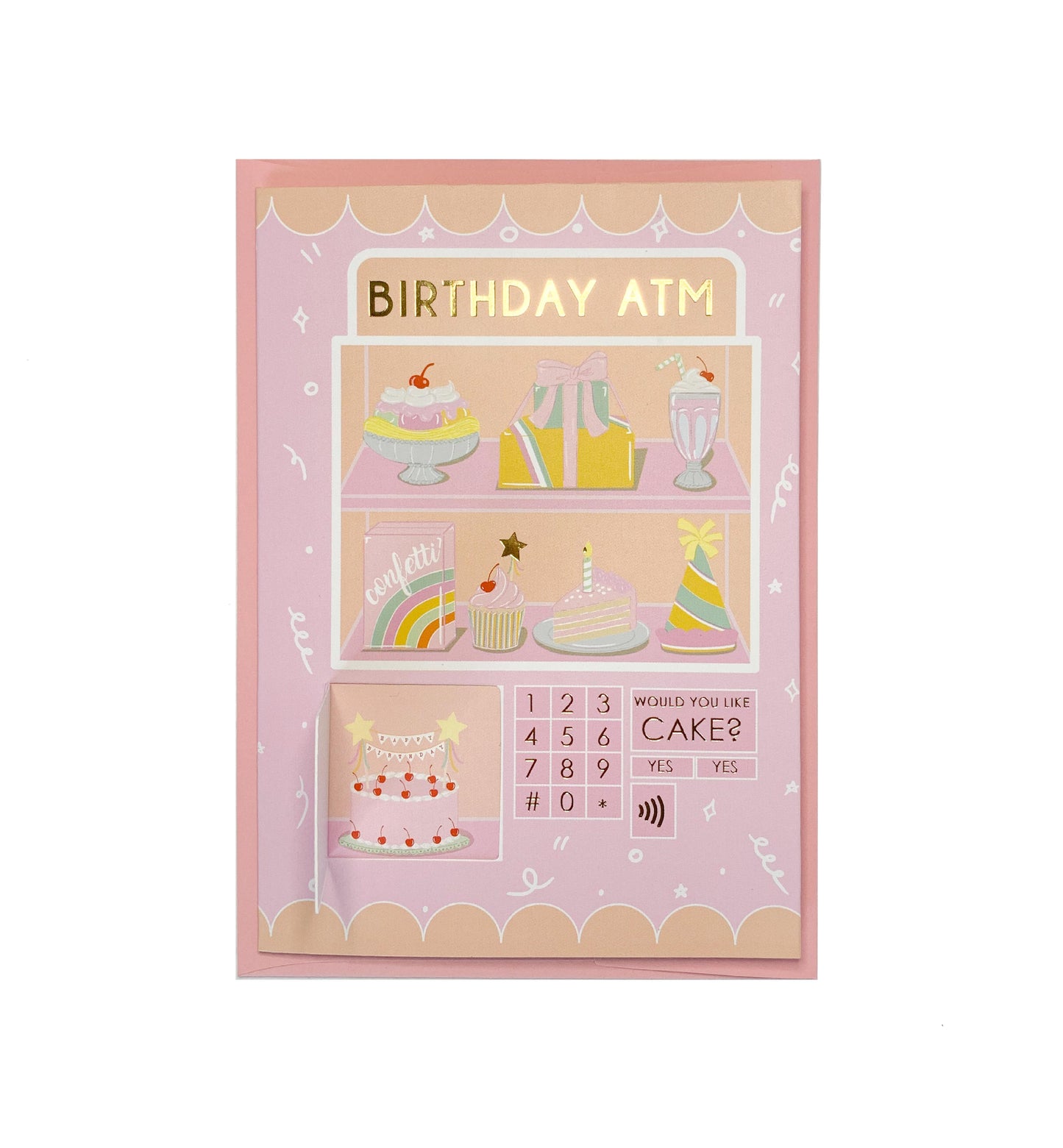 Birthday ATM Pink Gold | Birthday Greeting Card