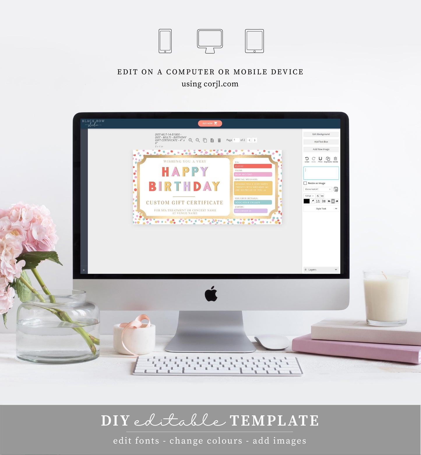 Dot Multi | Printable Custom Gift Voucher Template