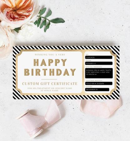 Stripe Black White | Printable Custom Gift Voucher