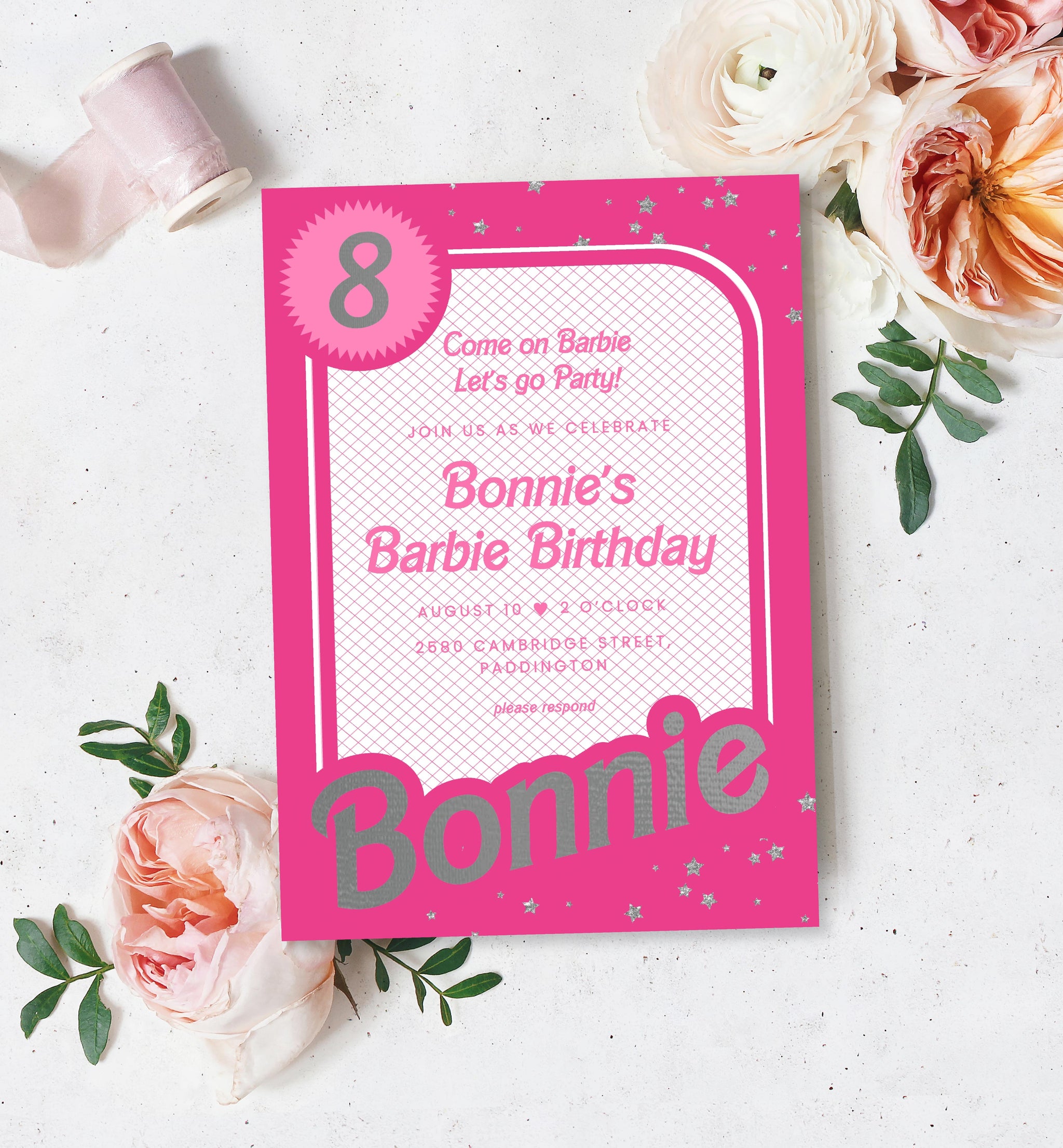 Barbie Party Printable Birthday Invitation Black Bow Studio