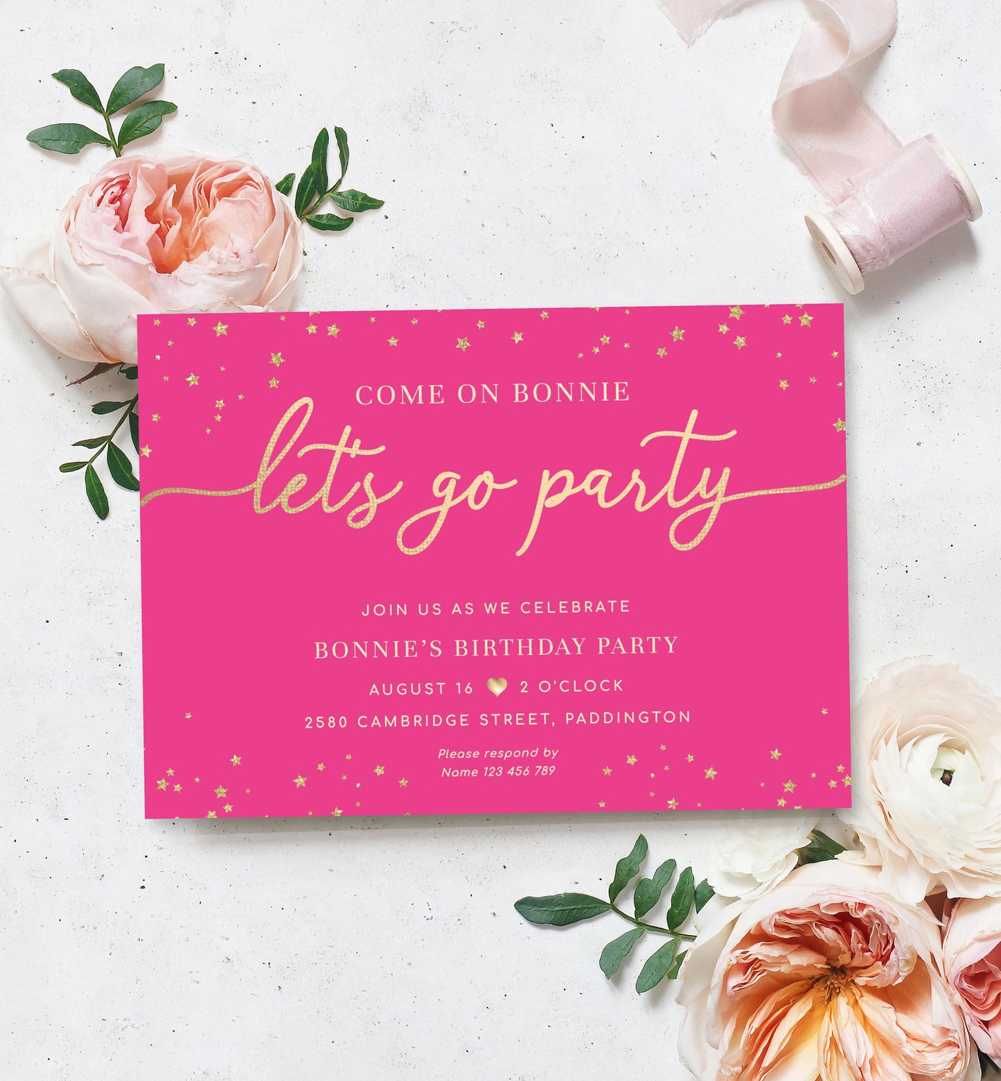 Paintly Hot Pink | Printable Barbie Birthday Invitation - Black Bow Studio