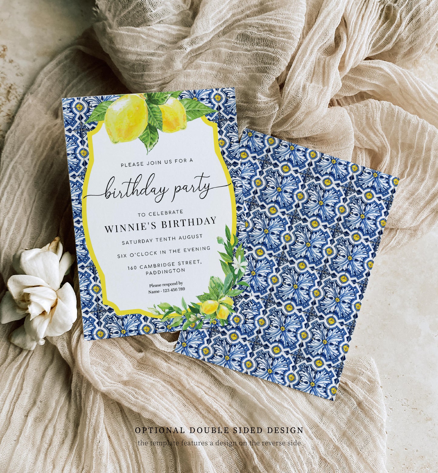 Positano Lemons | Printable Birthday Party Invitation Template