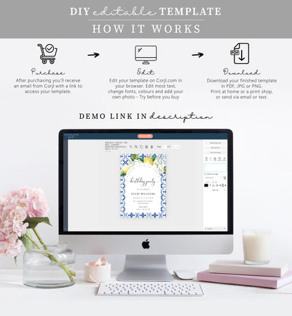 The Med Arch Lemons | Printable Birthday Invitation Template