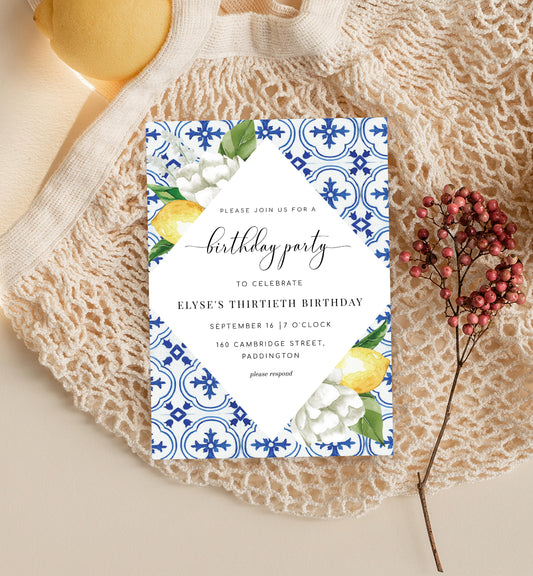 The Med Lemons | Printable Birthday Invitation - Black Bow Studio