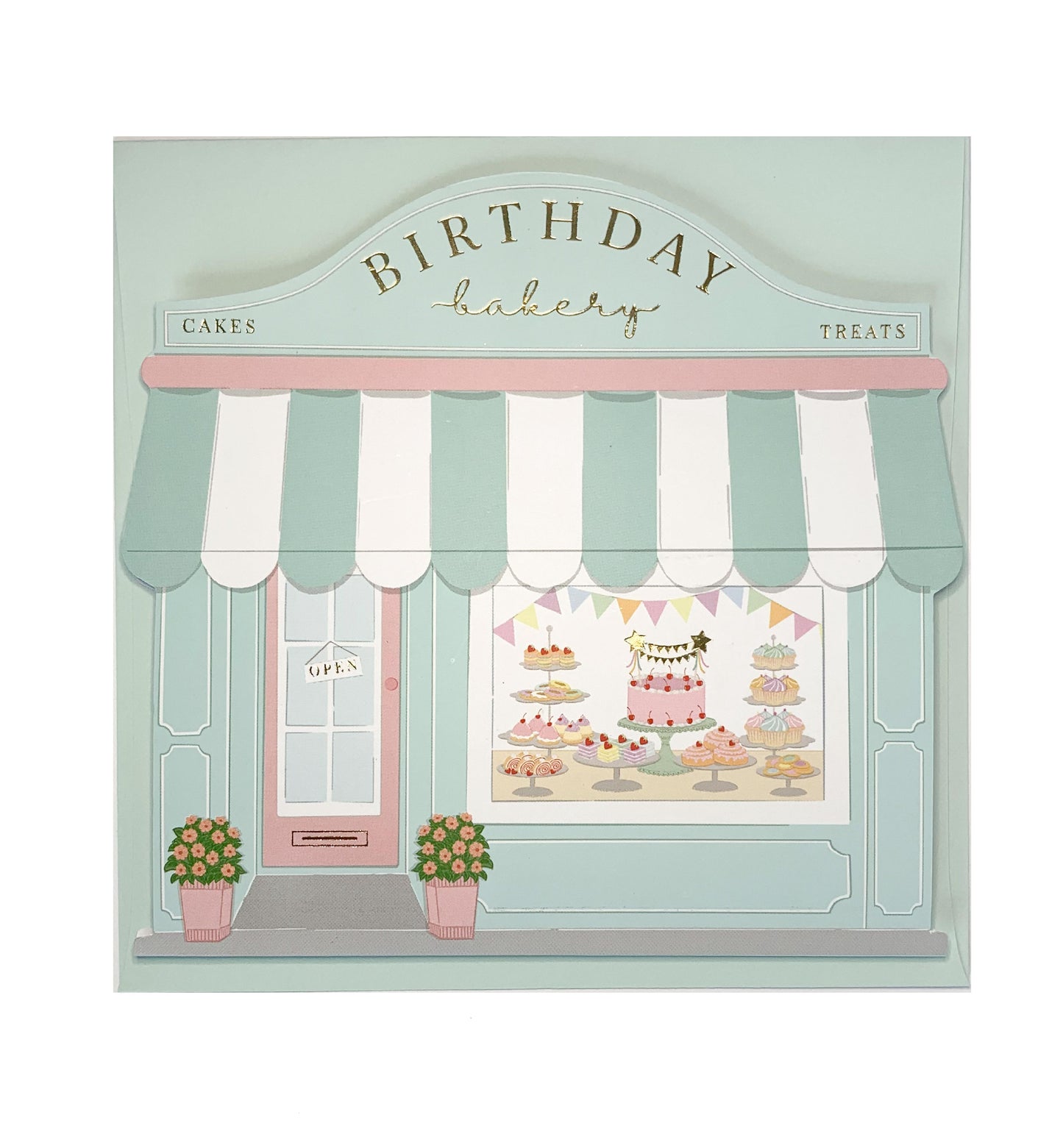 Birthday Bakery Blue Gold | Birthday Greeting Card