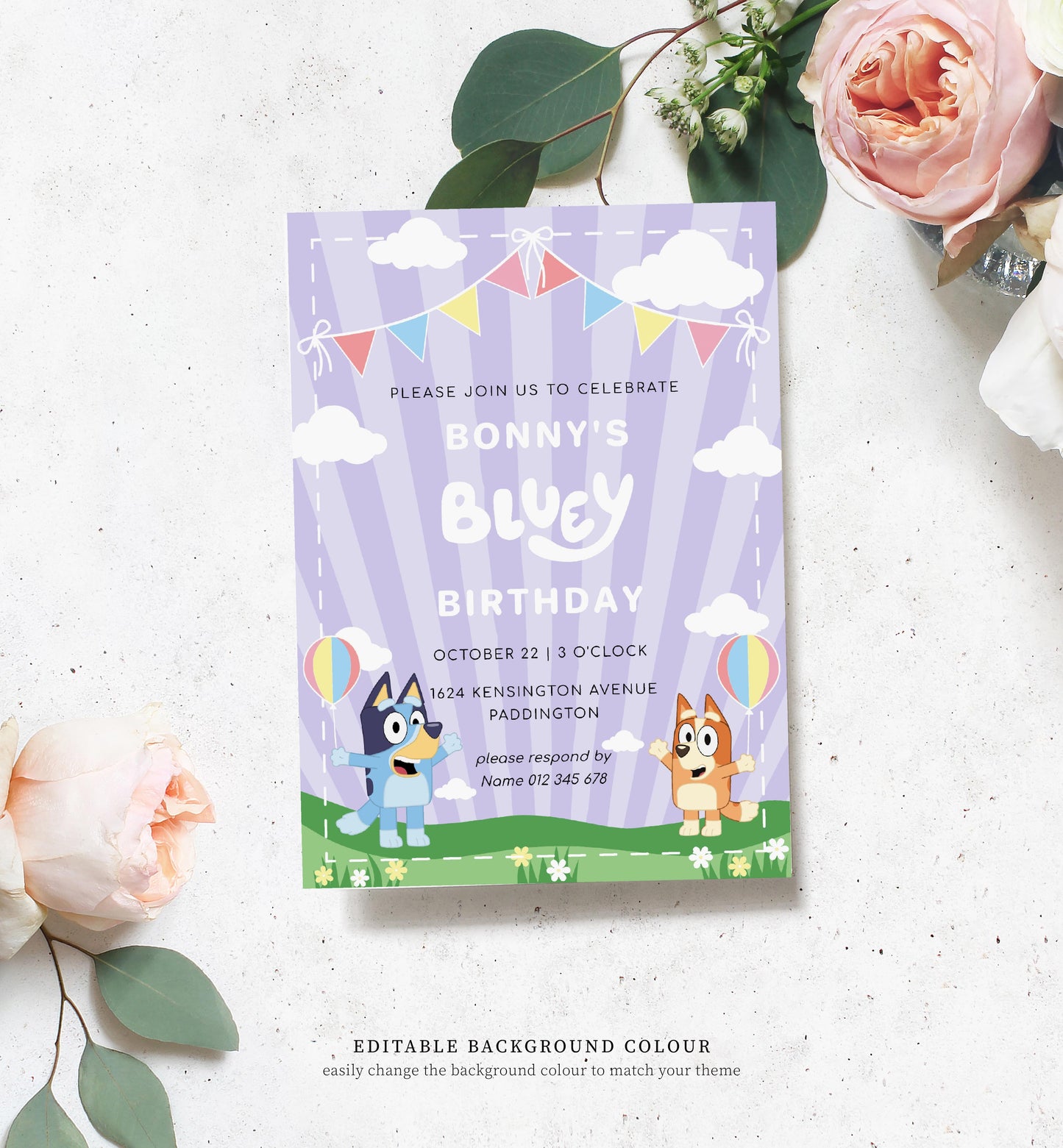 Bluey Pink | Printable Birthday Invitation Template