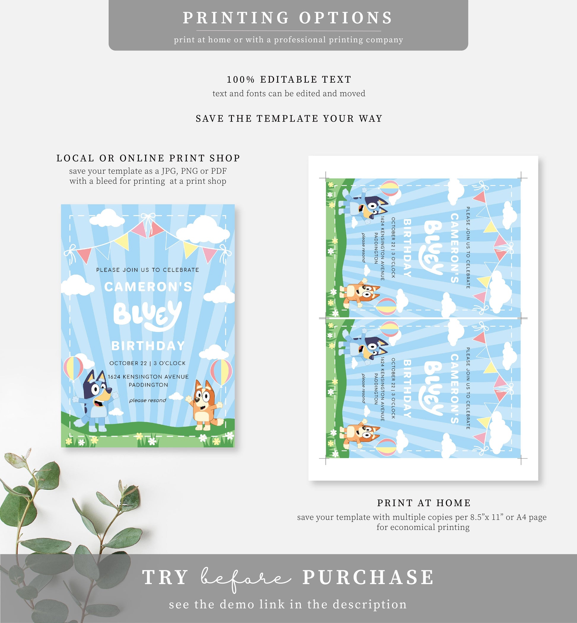 FREE Invitations) Bluey Birthday Invitations + Party Ideas  Download  Hundreds FREE PRINTABLE Birthday Invitation Templates